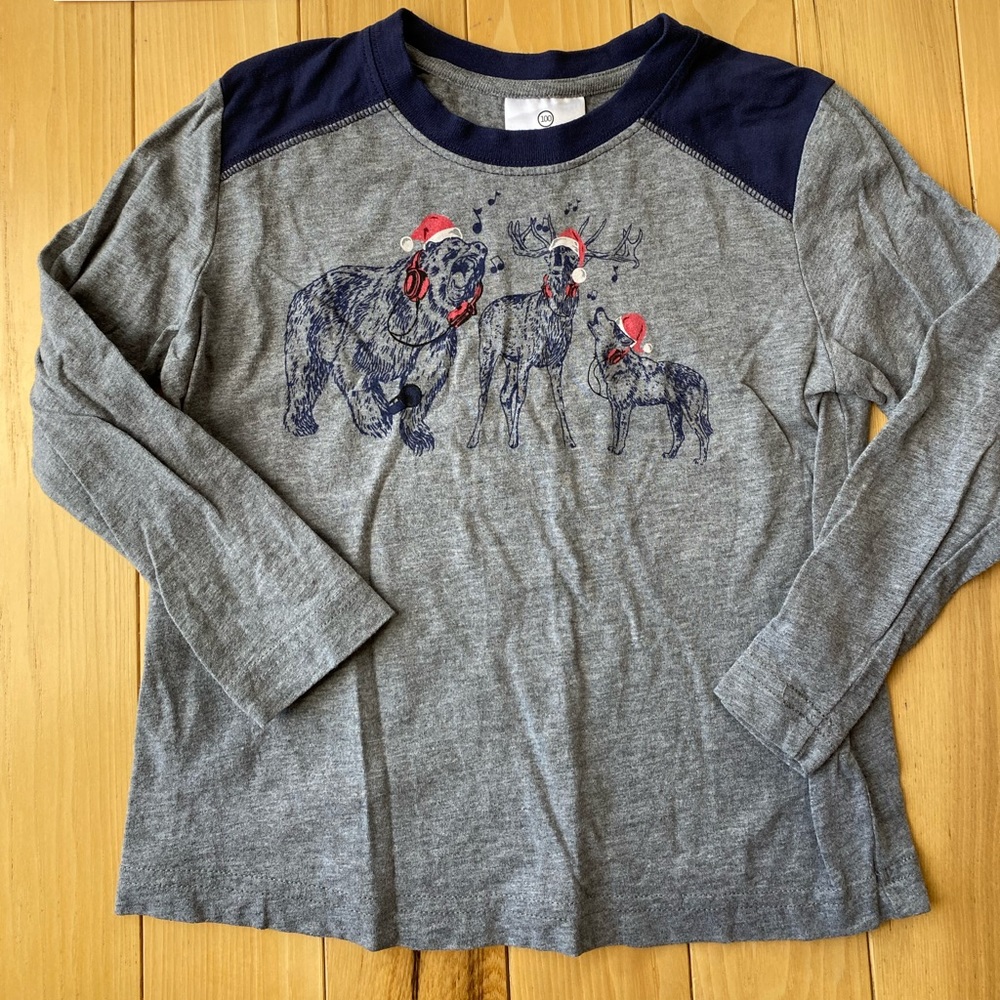 Hanna Andersson Animal Santa Longsleeve 100